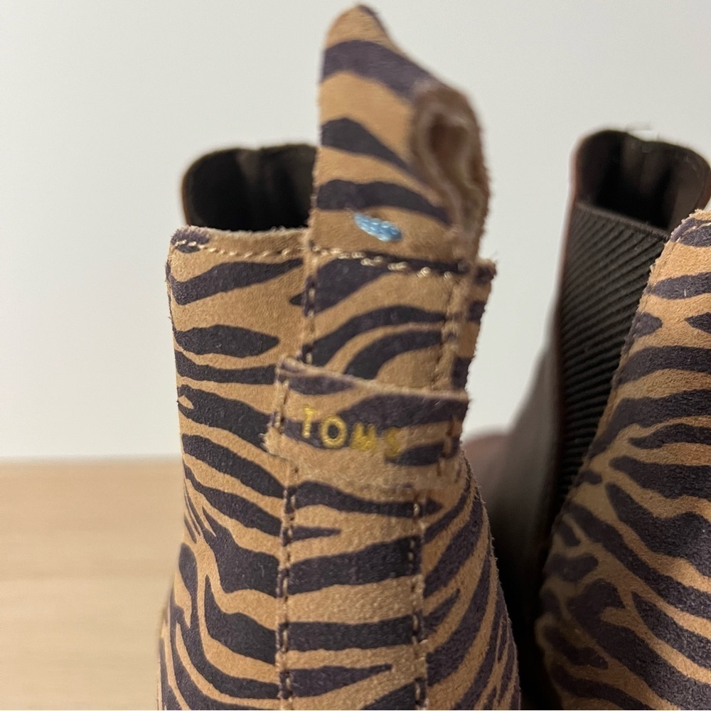 TOMS Brown Wedge Ankle Boots with Animal Print - Picture 10 of 13